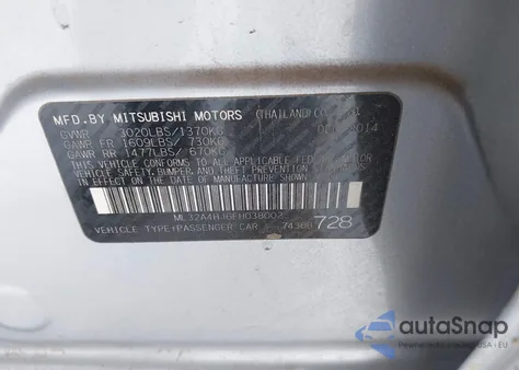 2015 Mitsubishi Mirage Es из США, поврежденный, VIN ML32A4HJ6FH038002